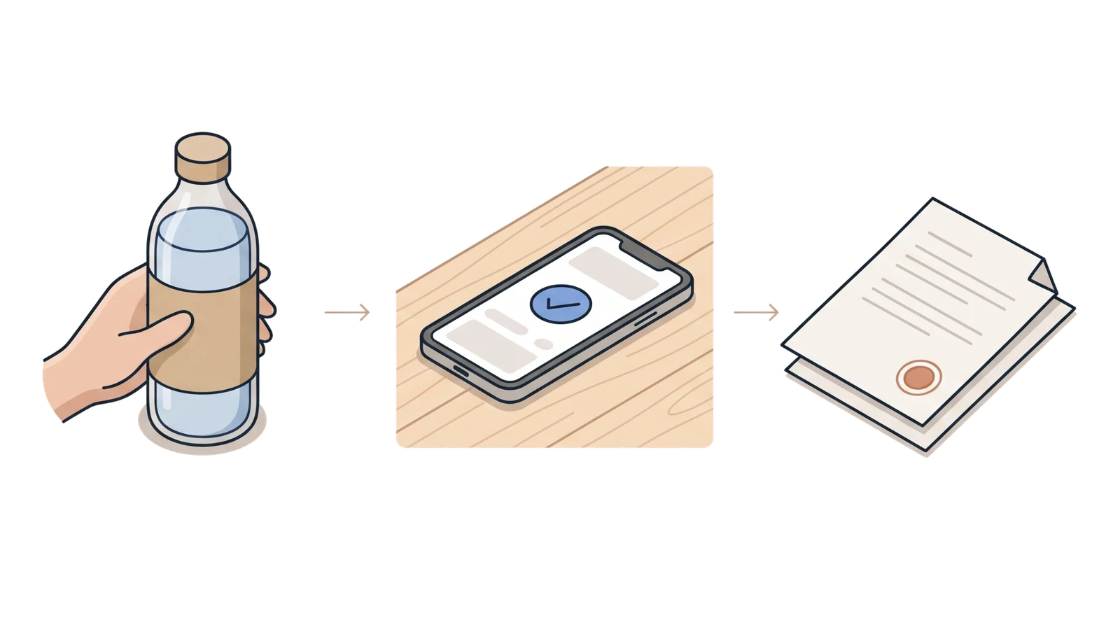 Three steps: the sample from the laboratory, the flush in the app, the report with a stamp.
